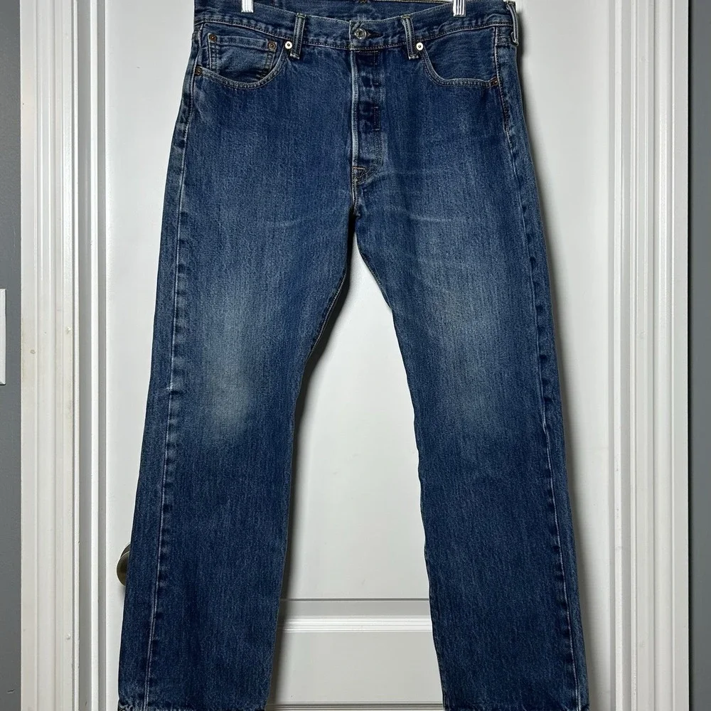 Levi Strauss & Co. Mid Wash Blue Button Fly 5-Pocket Classic Straight Leg Jeans